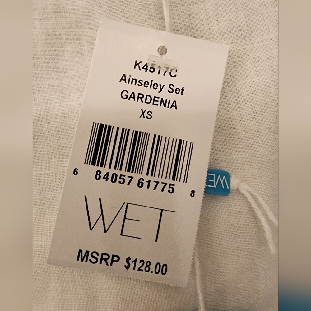 WET Monarch Ainseley High Waist Linen Blend Short Set In Gardenia White Size XS - Picture 9 of 10